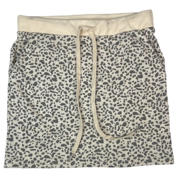Le Lis Women's Drawstring Skirt Animal Print S Cream Gray Polyester Spandex - Picture 1 of 5
